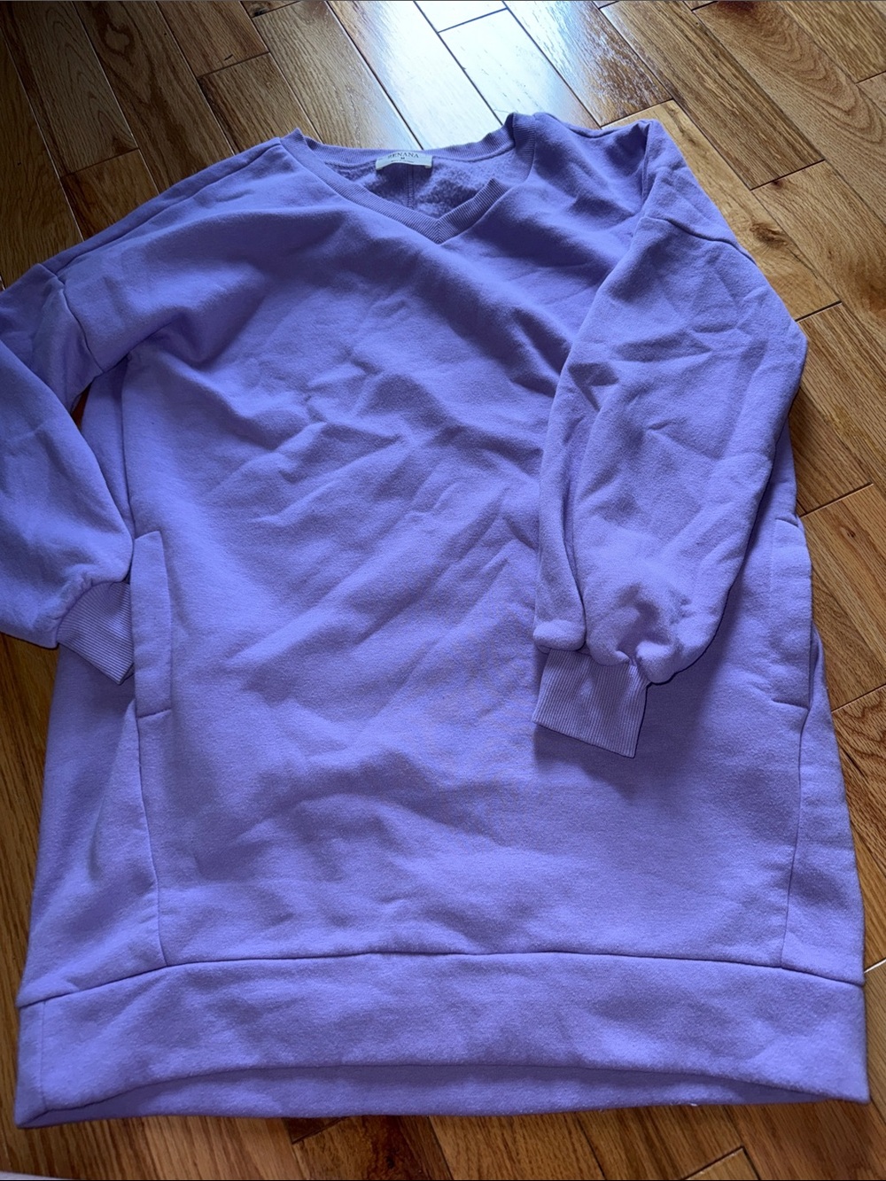 Zenana Outfitters Lavender V-Neck Sweatshirt Dress Size M